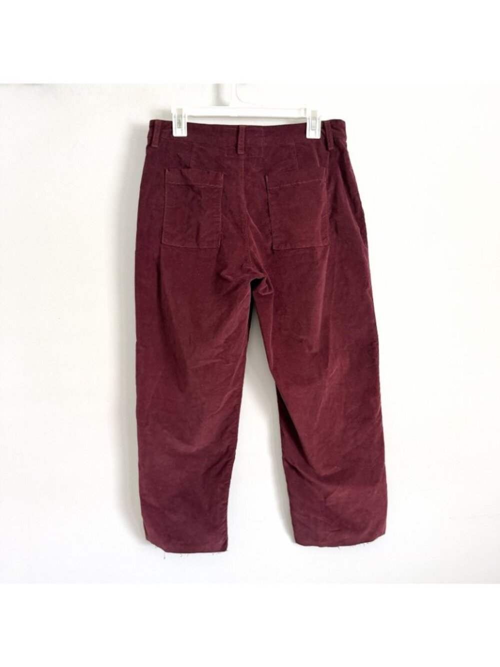 Frank and Eileen Maroon Kinsale Micro Corduroy Pants Raw Hem Women’s Size 12 - Picture 6 of 8